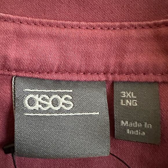 NEW ASOS 3XL Longline Button Down Shirt Grandpa Y2K 90s Cotton Mandarin Collar - Picture 2 of 8